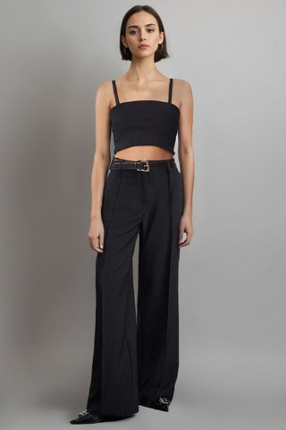 Pantalon wide legs taille haute - Noir