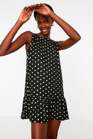 Robe taille basse - Blanc et noir