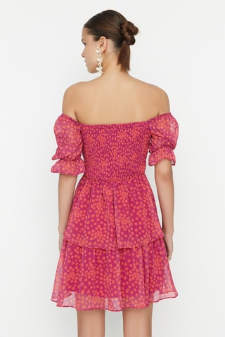 Robe volantée - Orange et rose