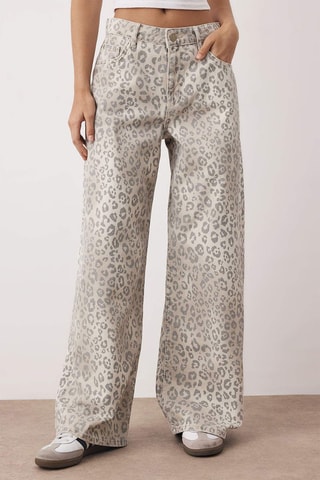 Jean wide legs - Beige et gris