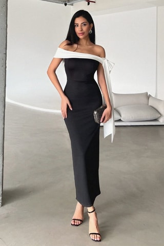 Robe longue - Noir et blanc