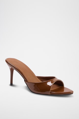 Mules à talons vernies - Marron