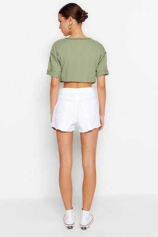 Short en jean regular - Blanc