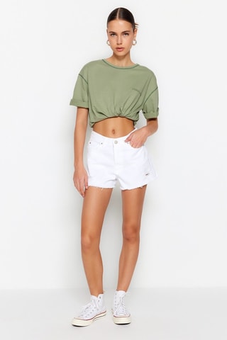 Short en jean regular - Blanc