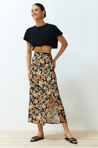 Jupe longue taille haute - Noir et vert