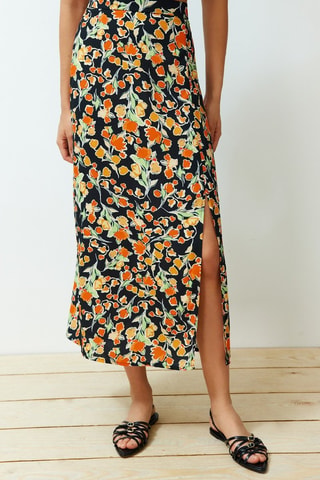 Jupe longue taille haute - Noir et vert