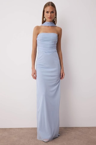 Robe bustier et foulard - Bleu