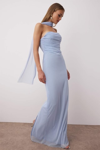 Robe bustier et foulard - Bleu
