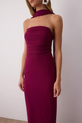Robe bustier et foulard - Rouge