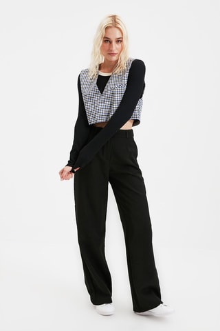 Pantalon wide legs taille haute - Noir