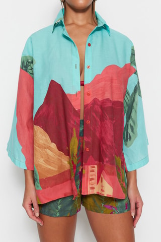 Chemisier et short - Rouge, bleu et vert