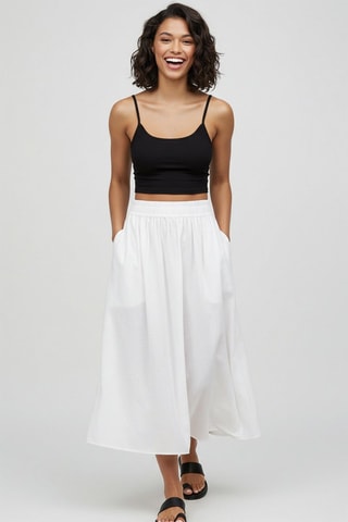 Jupe midi taille haute - Blanc