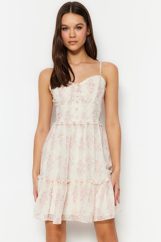 Robe patineuse - Beige, vert et rose