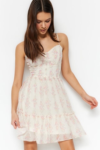 Robe patineuse - Beige, vert et rose