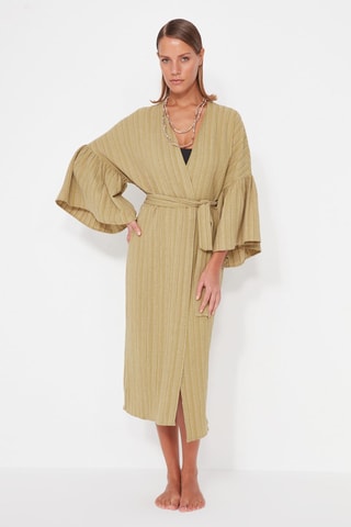 Kimono de plage - Beige et vert