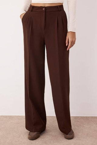 Pantalon wide legs taille haute - Marron