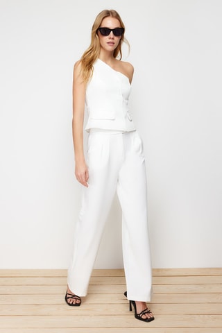 Pantalon wide legs taille haute - Blanc