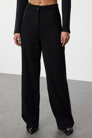 Pantalon wide legs taille haute - Noir