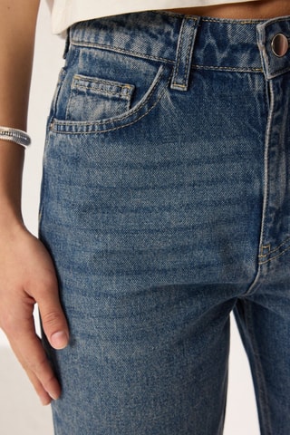 Jean taille haute droit - Bleu