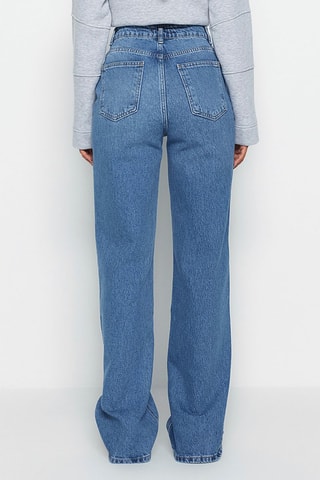 Jean droit taille haute - Bleu