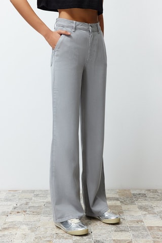 Pantalon wide legs taille haute - Gris