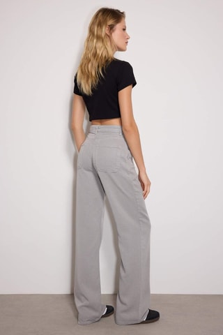 Pantalon wide legs taille haute - Gris