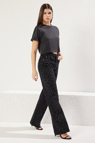 Jean wide legs taille haute - Noir