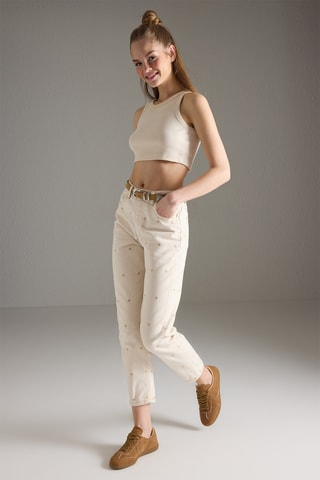 Jean mom - Beige