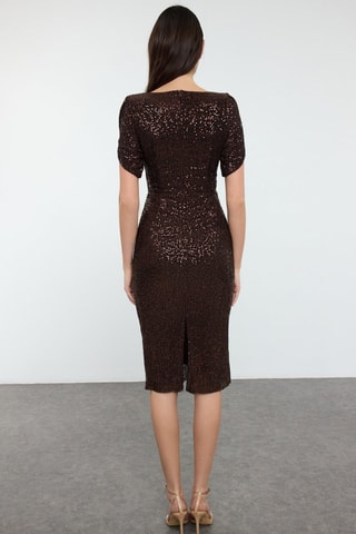Robe fourreau - Marron