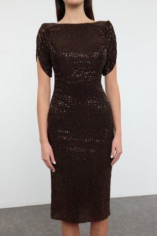 Robe fourreau - Marron