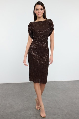 Robe fourreau - Marron