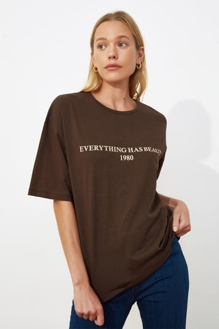 T-shirt oversize relaxed - Marron