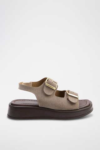 Sandales compensées - Taupe