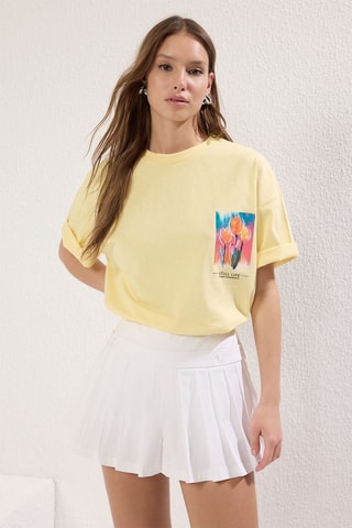 T-shirt oversize - Bleu, jaune et rose
