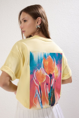 T-shirt oversize - Bleu, jaune et rose