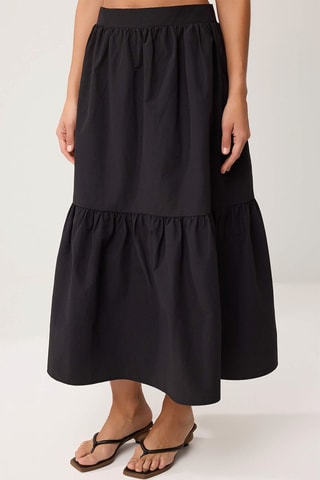 Crop top volanté et jupe longue taille haute - Noir