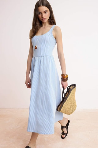 Robe midi - Bleu