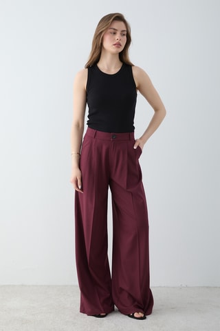 Pantalon wide legs - Bordeaux
