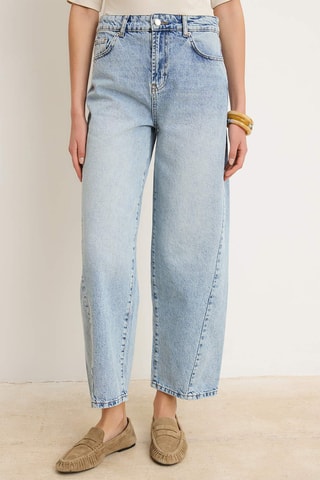 Jean barrel taille haute - Bleu clair