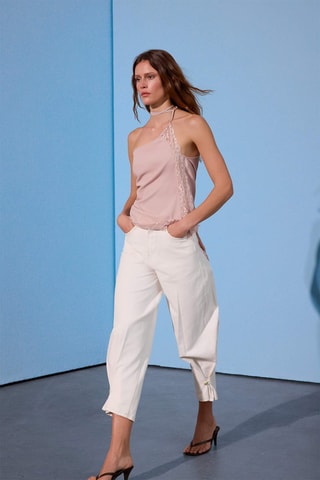 Jean baggy taille haute - Écru
