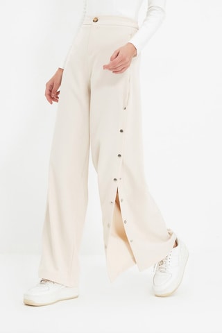Pantalon wide legs taille haute - Beige