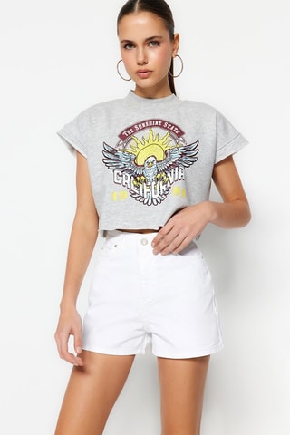Short en jean - Blanc
