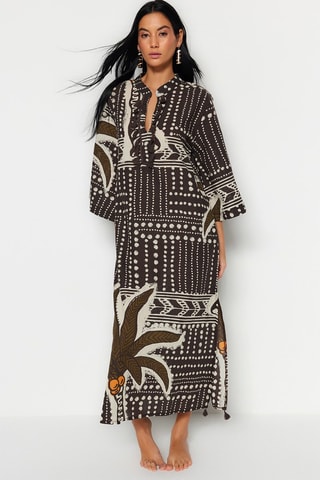 Caftan - Blanc, marron et orange