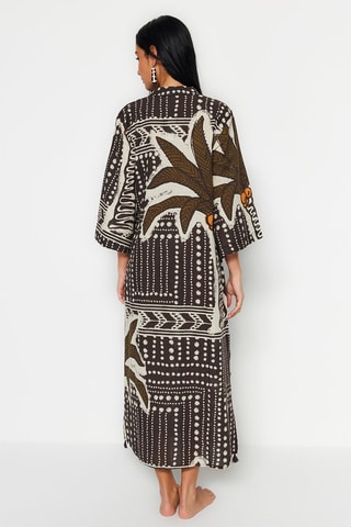 Caftan - Blanc, marron et orange