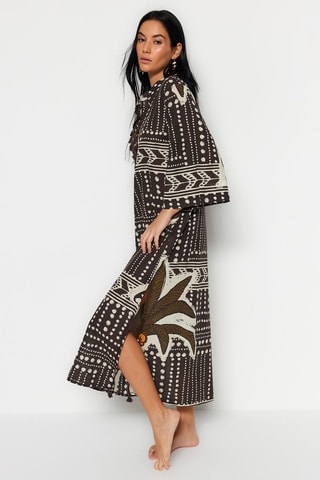 Caftan - Blanc, marron et orange