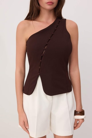 Top asymétrique - Marron