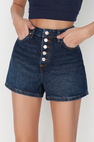 Short en jean taille haute - Bleu foncé