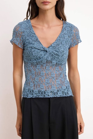 Top en dentelle - Bleu foncé