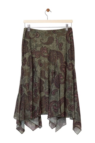 Jupe midi - Kaki et marron foncé - Vert et marron