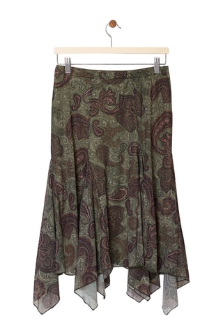 Jupe midi - Kaki et marron foncé - Vert et marron